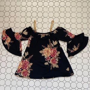 Floral Blouse with Gold Chain Detail